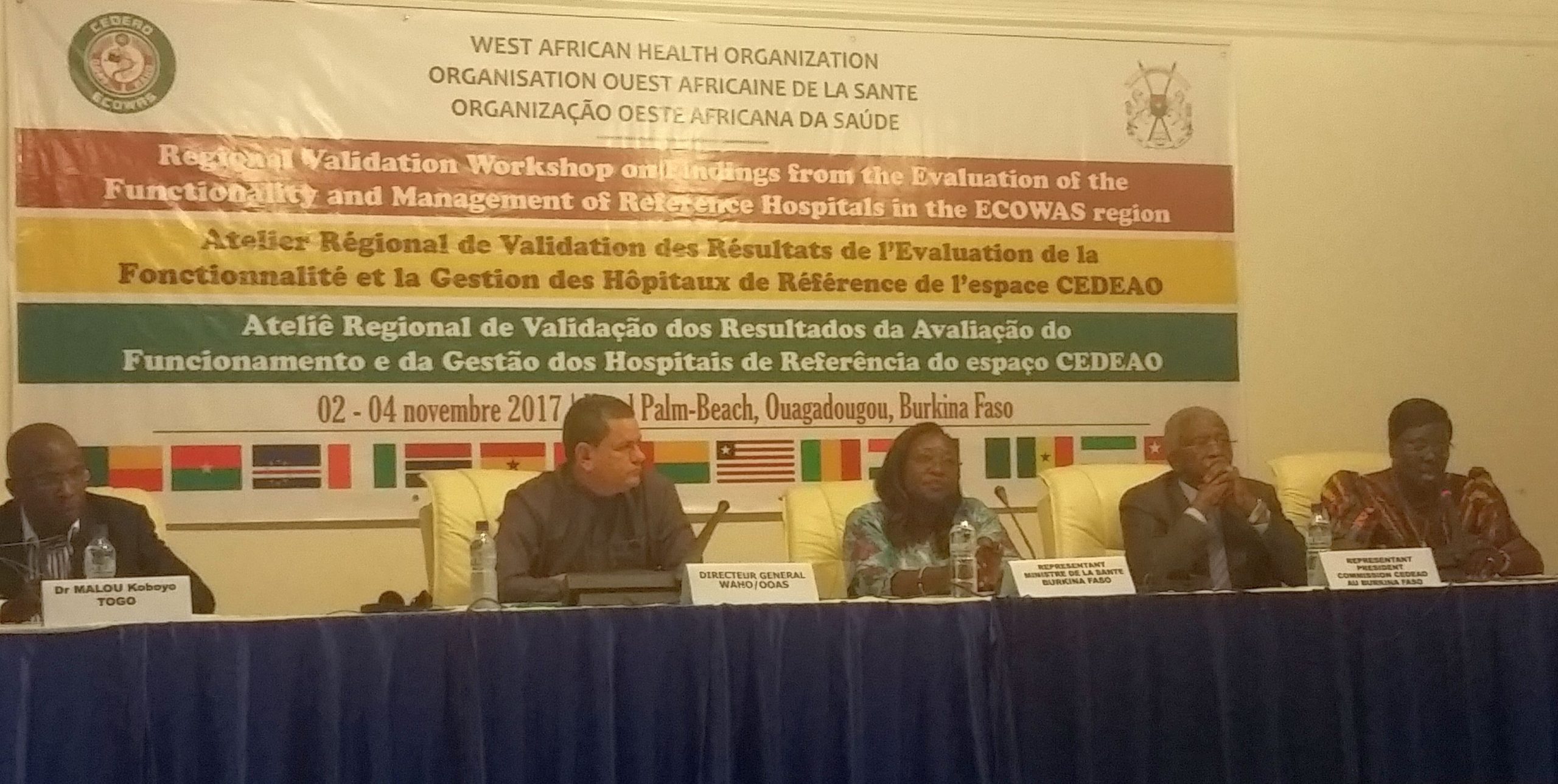 Regional workshop to validate the results of the evaluation of the functionality of referral hospitals in the ECOWAS region, Ouagadougou, Burkina Faso