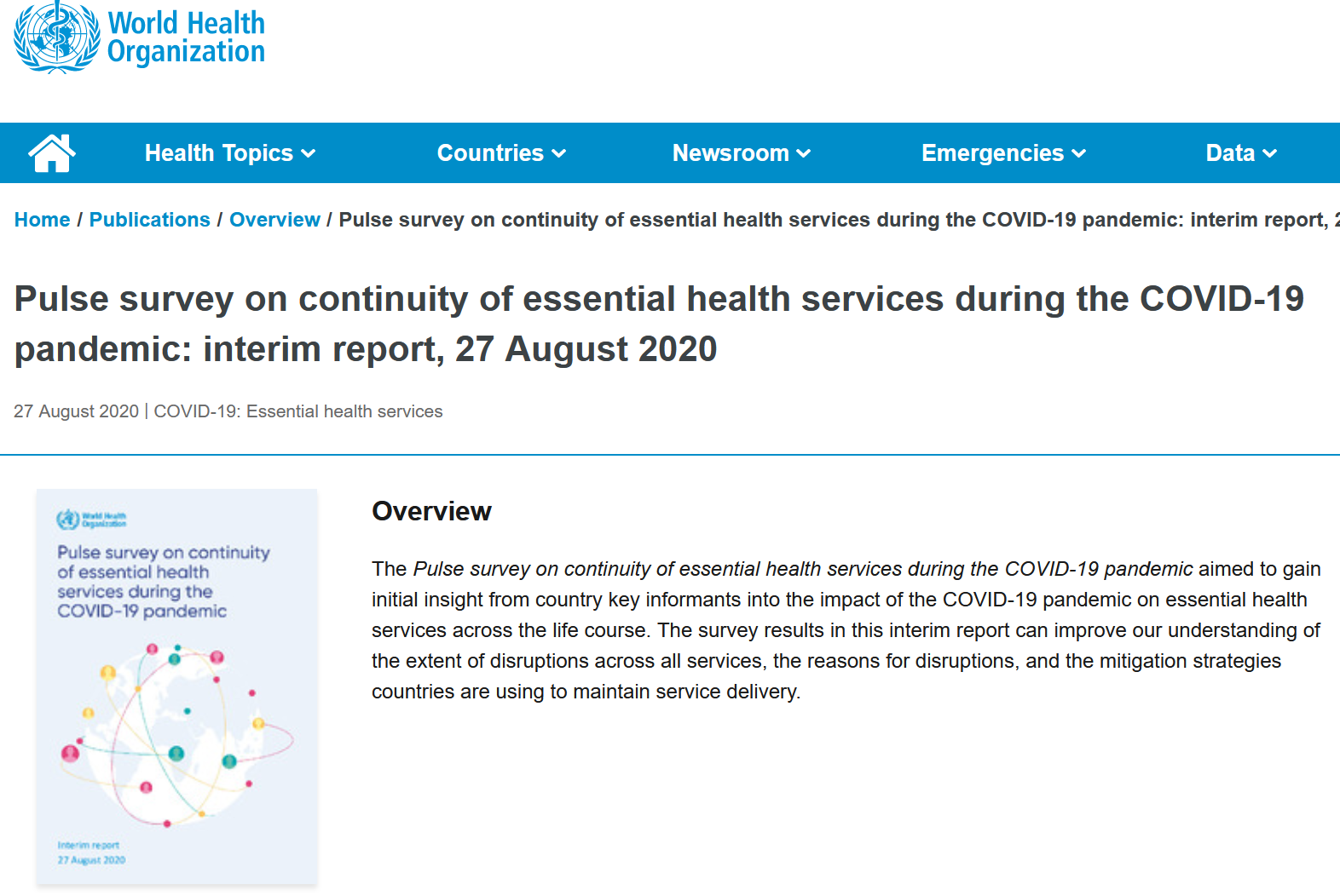 (ВОЗ – Промежуточный отчет, 27 августа 2020 года)