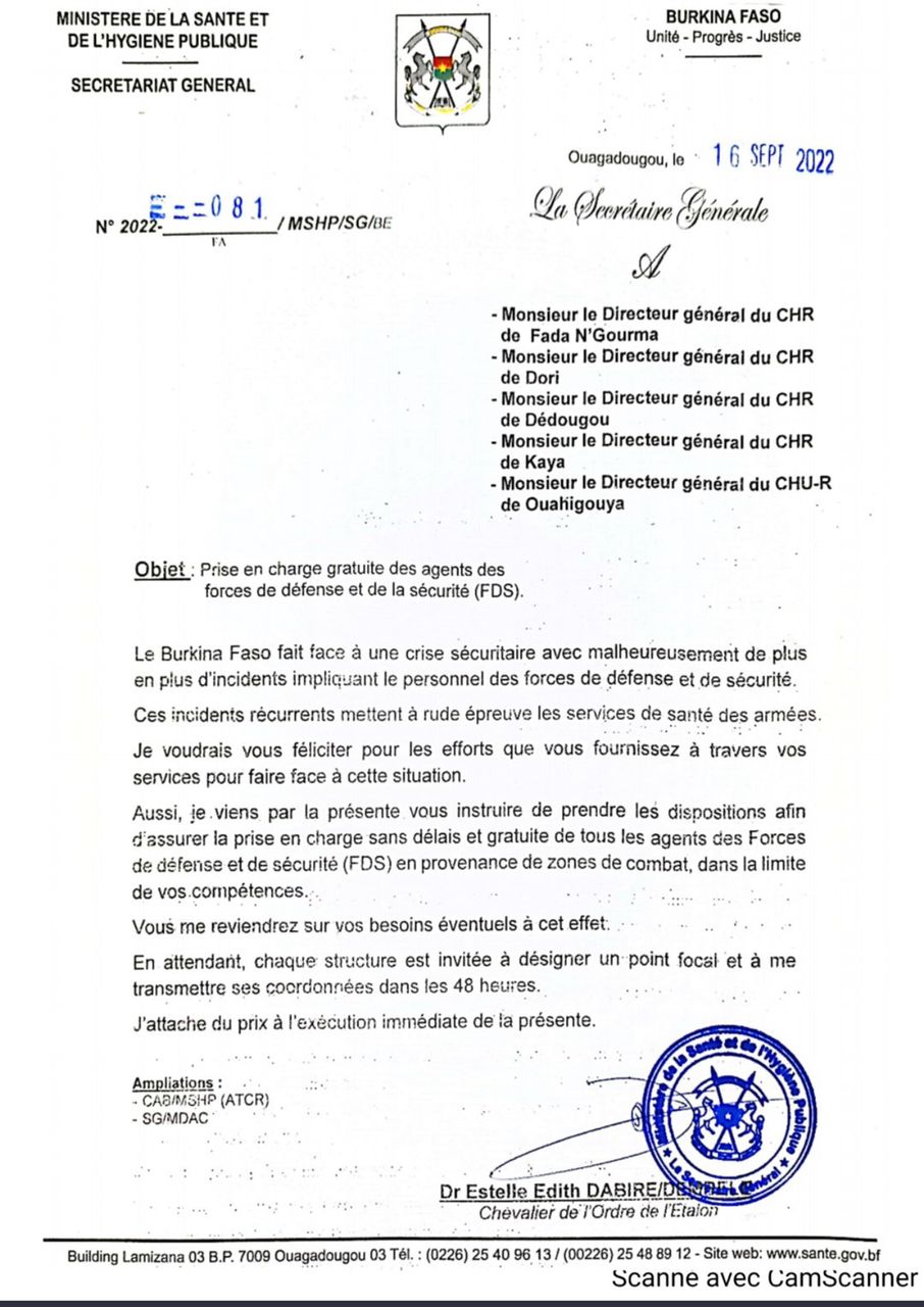 Burkina Faso: los FDS reciben atención médica gratuita